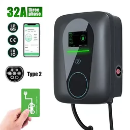 Type 2 Socket EV Charging Station, 3 Phase, 32A, OCPP 1.6, Wall-mounted.