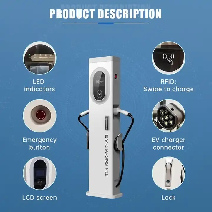 Floor Mounted AC EV Chargers, OCPP1.6, IP54 Protection, 22kW/44kW Power Rating.